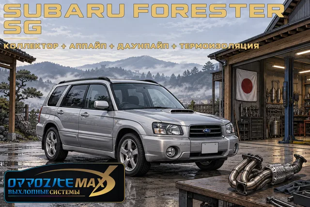 Коллектор, аппайп, приёмная труба (даунпайп) и Heatshield — Subaru Forester · 2002–2005 · SG