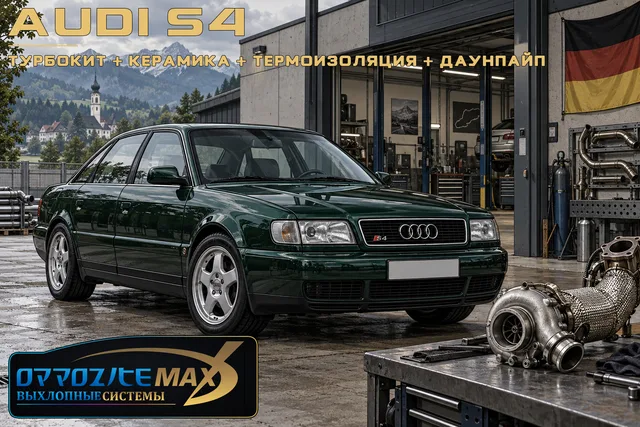 Турбокит, приёмная труба (даунпайп) и термоизоляция Heatshield — Audi S4 · Audi 100 (C4)