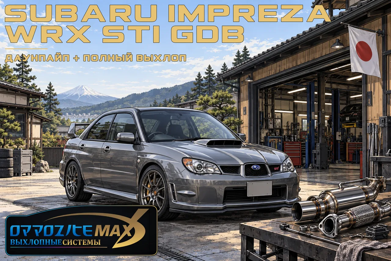 Приёмная труба (даунпайп) и полный выхлоп — Subaru Impreza WRX STI · 2005–2007 · GDB. Фото 1