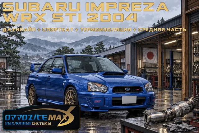 Приёмная труба (даунпайп), спорткат, термоизоляция и средняя часть — Subaru Impreza WRX STI · 2003–2005 · GD