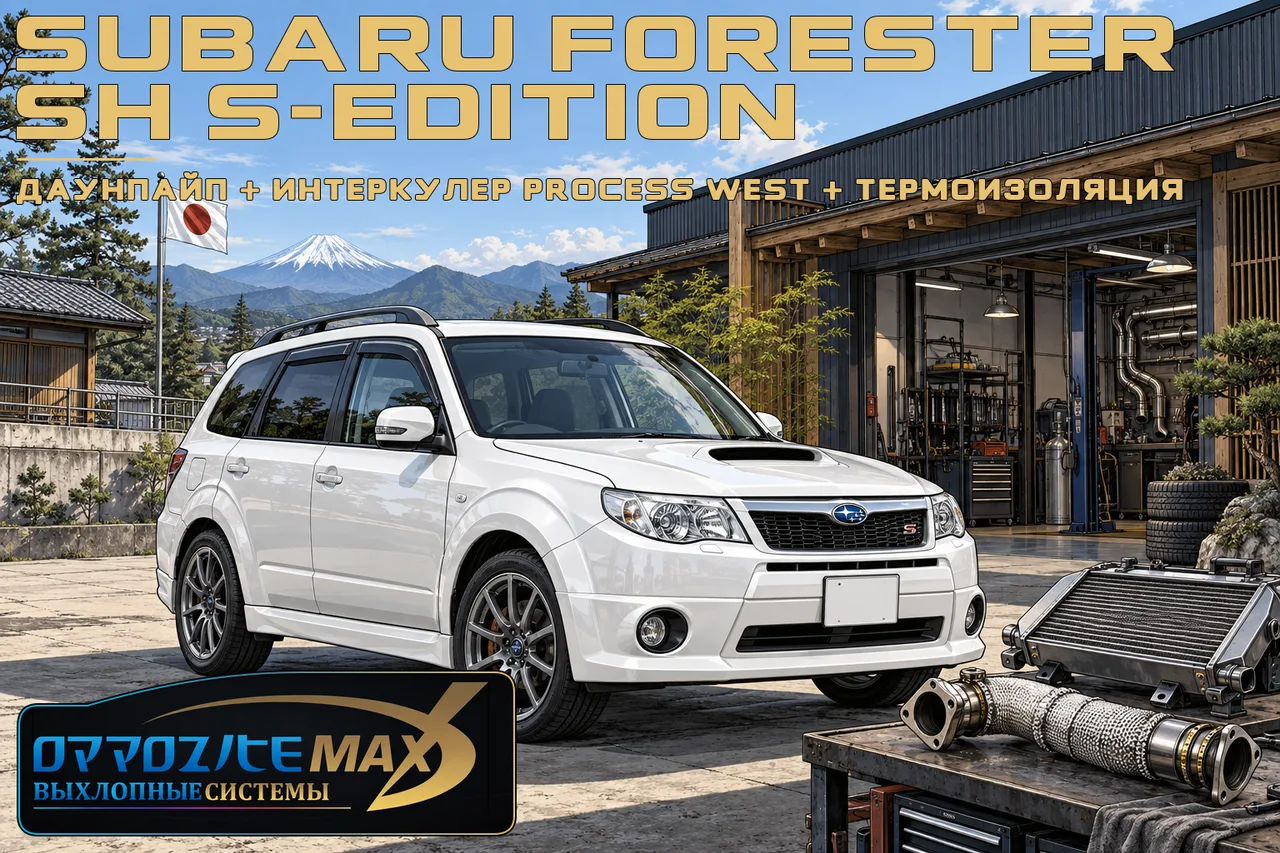 Приёмная труба (даунпайп), интеркулер Process West и Heatshield — Subaru Forester · 2008–2013 · SH · S-edition · VF49. Фото 1