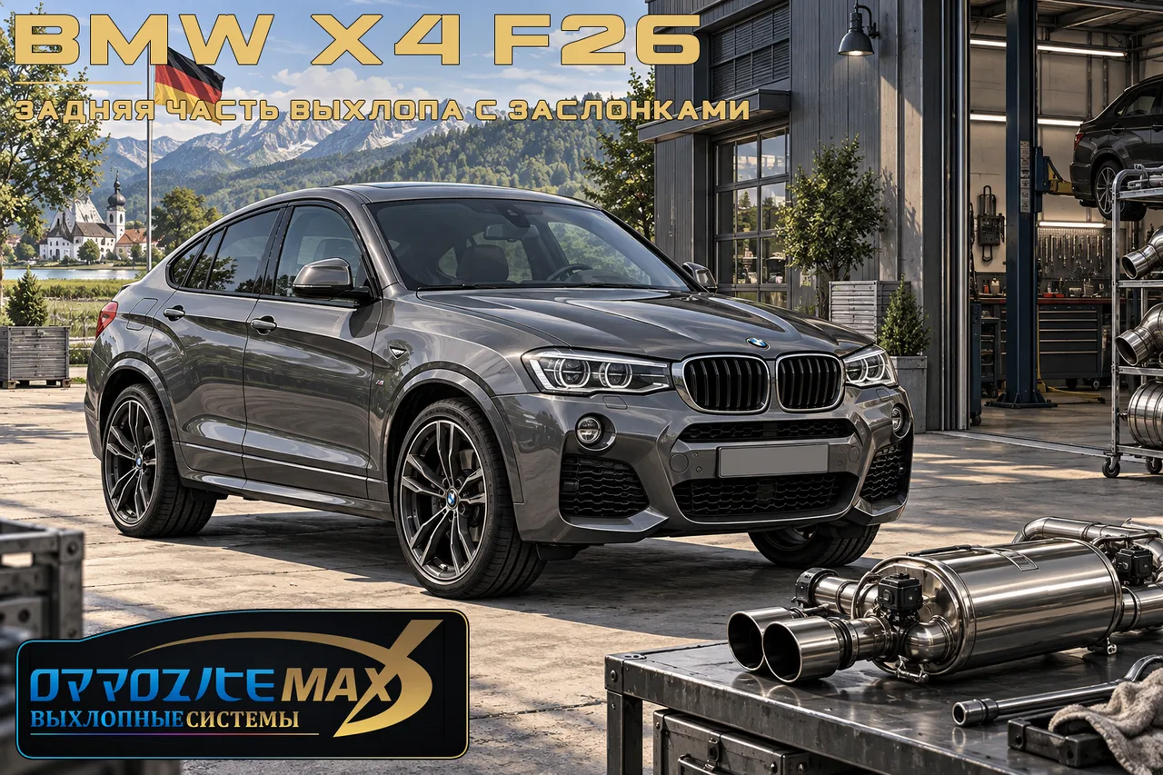 Задняя часть выхлопа с переключением режимов звучания — BMW X4 · 2014–2018 · F26. Фото 1