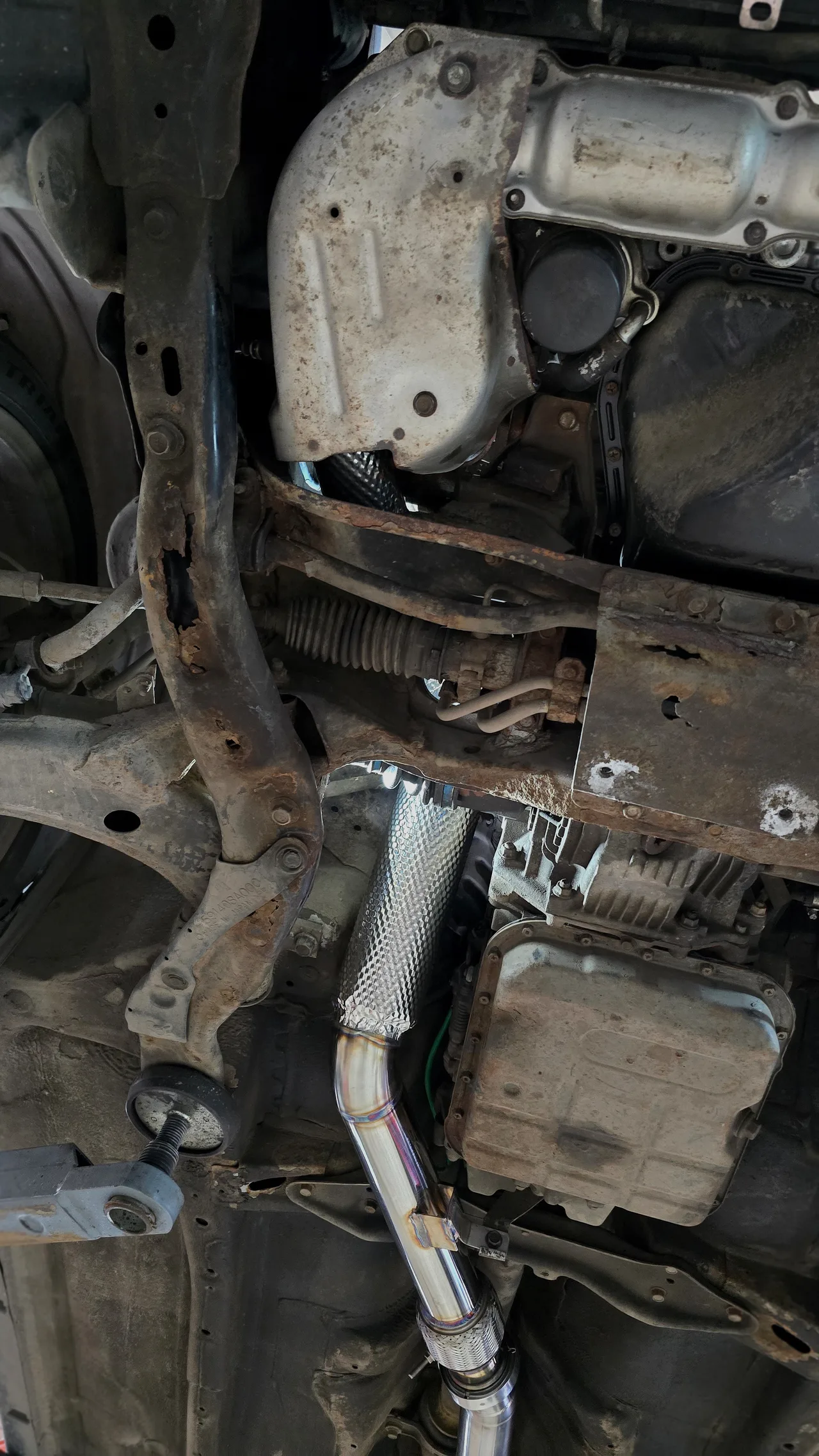 Аппайп, приёмная труба (даунпайп) и катбэк — Subaru Impreza · 2003–2005 · GD · WRX. Фото 9