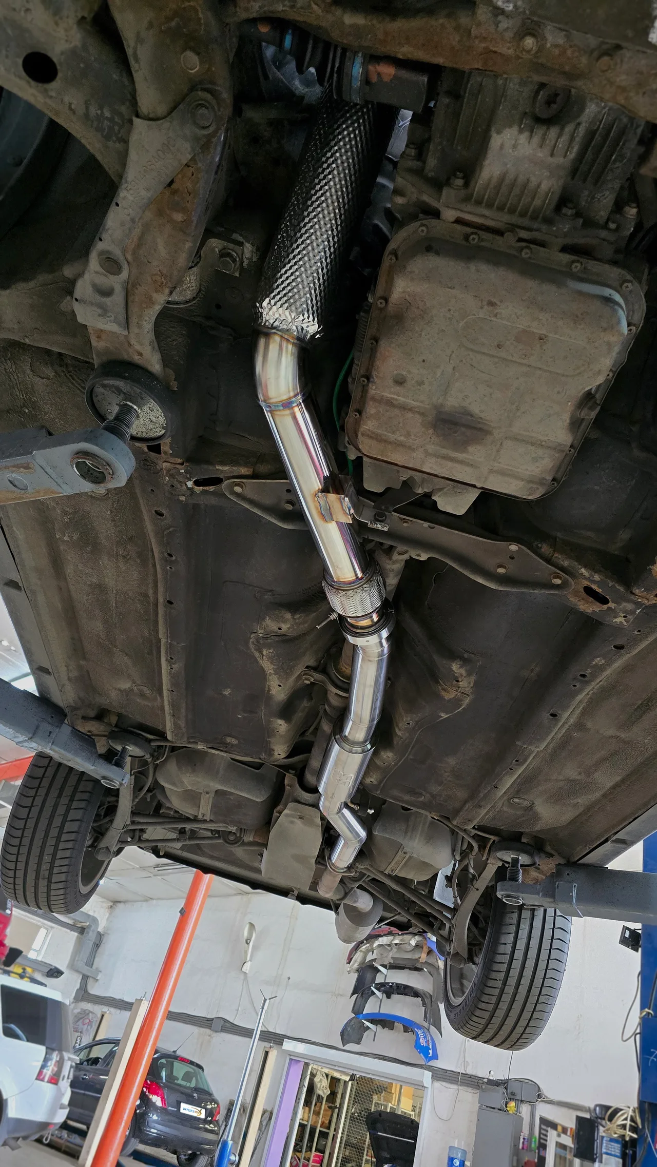 Аппайп, приёмная труба (даунпайп) и катбэк — Subaru Impreza · 2003–2005 · GD · WRX. Фото 4
