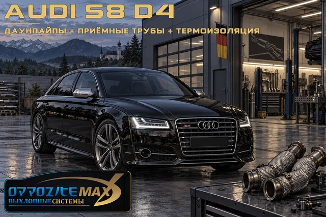 Приёмные трубы и термоизоляция Heatshield, 4 насадки — Audi S8 · 2012–2013 · D4