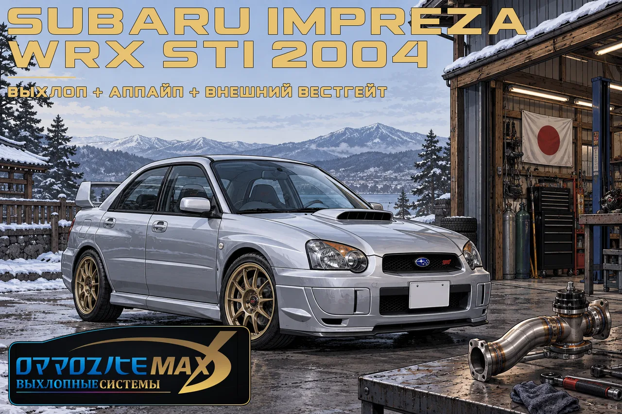 Выхлоп, аппайп и внешний вестгейт — Subaru Impreza WRX STI · 2003–2005 · GD. Фото 1