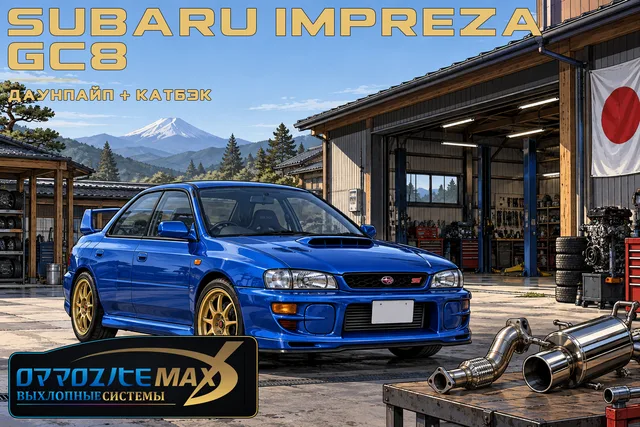 Приёмная труба (даунпайп) и средняя часть с резонатором — Subaru Impreza WRX STI · 1998–2000 · GC8
